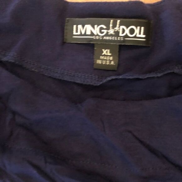 Navy and white striped dress cinched at waist - Picture 2 of 2